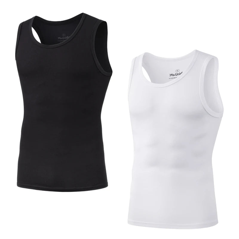 Pack 2 Camisetas de Tirantes para Hombre – Tank Top Gym sin Mangas de Fibra de Bambú, Compresivo y Alta Calidad