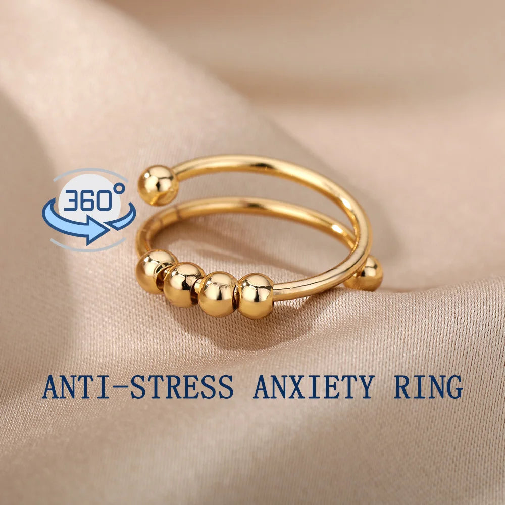 Anillo Giratorio Anti Estrés de Acero Inoxidable – Spinner Ring Unisex para Ansiedad y Relajación