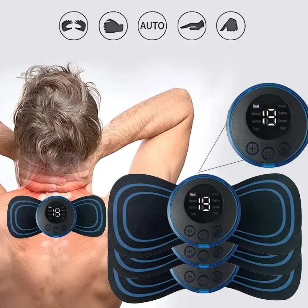Masajeador Eléctrico Portátil de Cuello y Hombros | EMS Mini Recargable con Pulso Terapéutico para Dolor Cervical