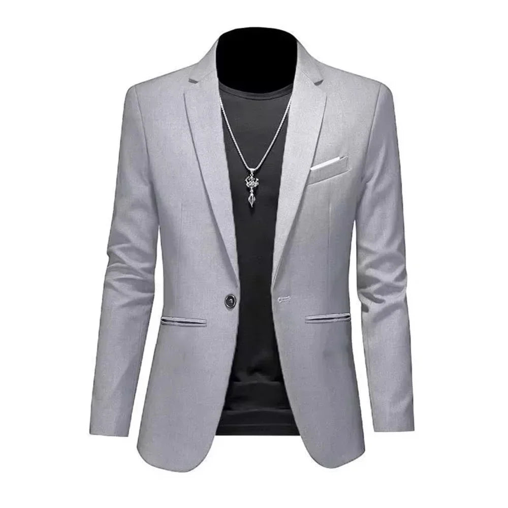 Blazer Casual Slim Fit para Hombre Estilo Boutique Antiarugas de un Botón