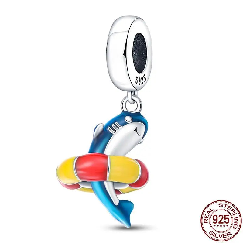 Charm camaleón y luciérnaga en plata 925 – Dije animal brillante, compatible Pandora, pulsera y collar mujer