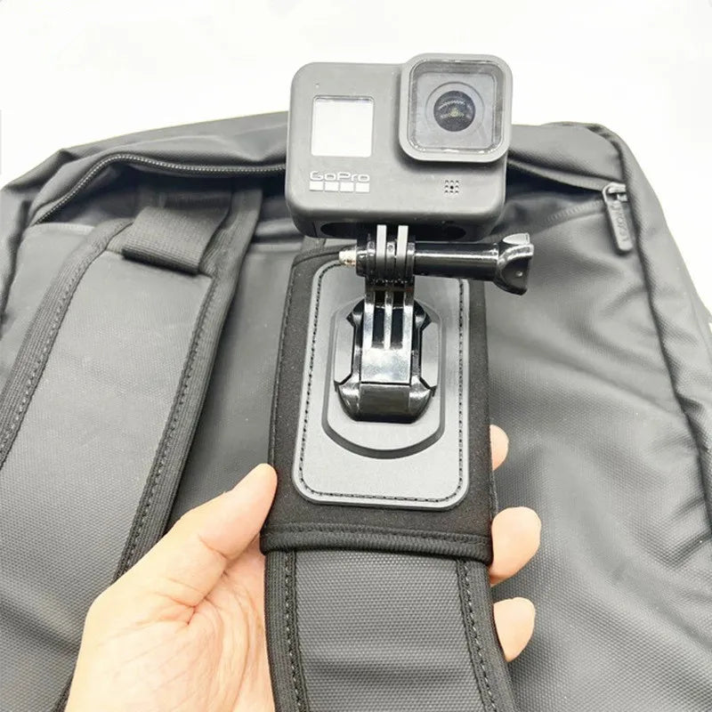 Soporte giratorio 360° para mochila – Montura de correa compatible con GoPro Hero 13/12/11/10/9, DJI Action, Insta360 X5/X4