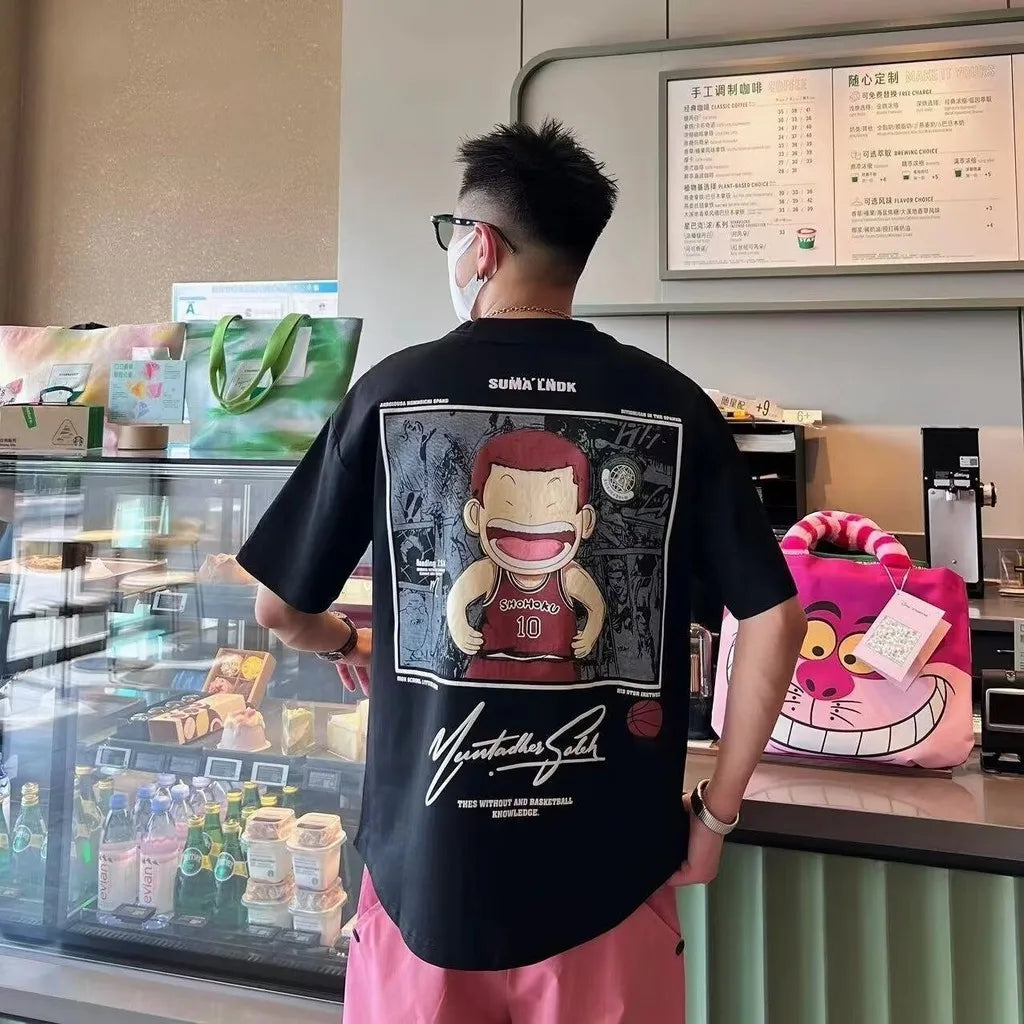 Camiseta Oversize Unisex 2025 | Estampado Anime “Slam Dunk” Estilo Japonés