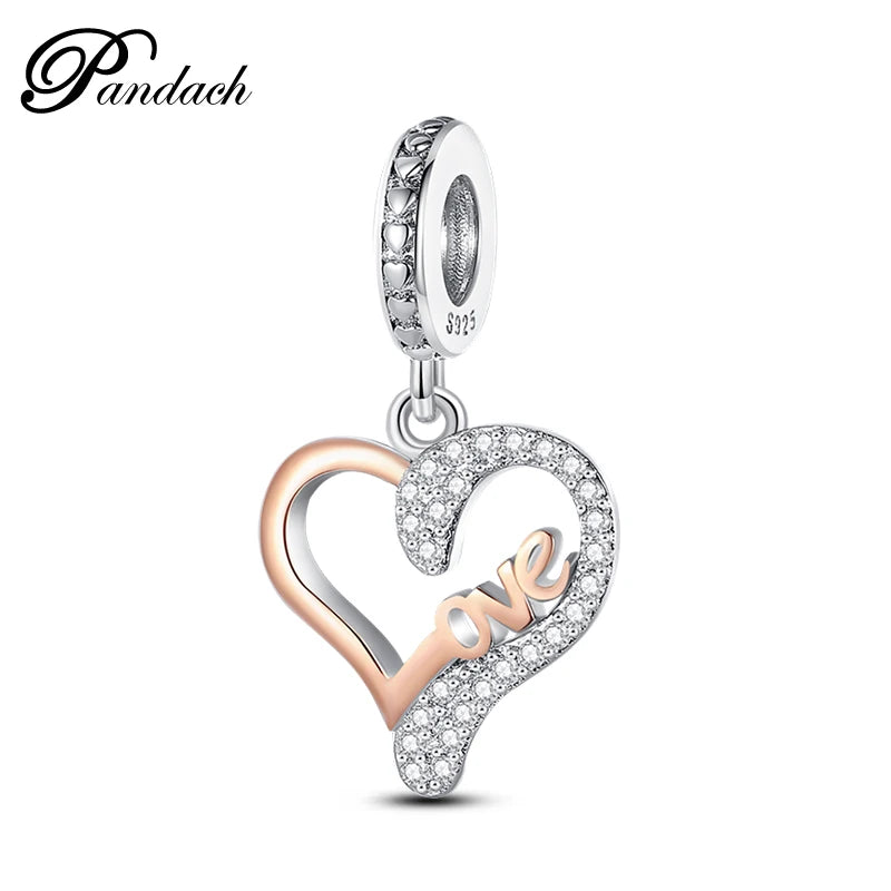 Charm Corazón Mamá e Hija en Plata 925 – Colgante Clásico para Pulseras Tipo Pandora, Regalo Día de la Madre
