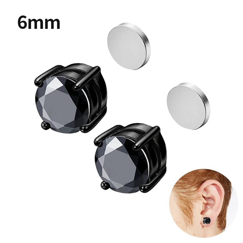 1 Par de Pendientes Magnéticos de Cristal | Clip sin Perforación | Aros Falsos Unisex para Hombre y Mujer | Joyería de Moda Regalo