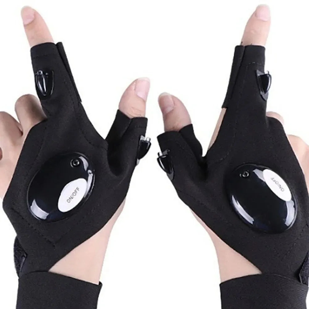 Guantes de Pesca con Linterna LED – Guantes Sin Dedos con Luz para Ciclismo, Camping y Actividades al Aire Libre