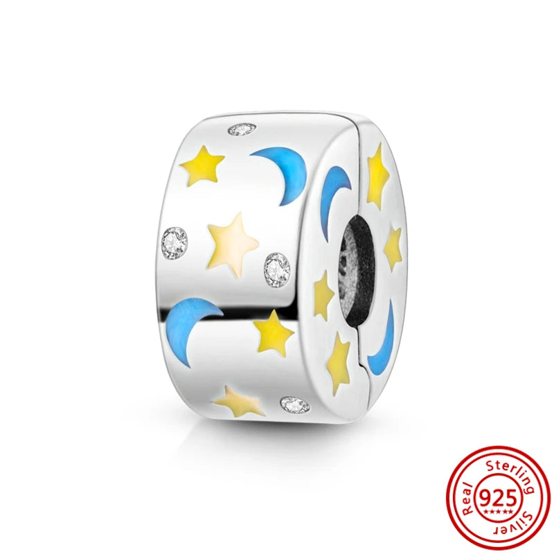 Charm universo plata 925 – Luna, sol, planeta, cohete y pluma de ángel para pulseras tipo Pandora, joyería DIY celestial