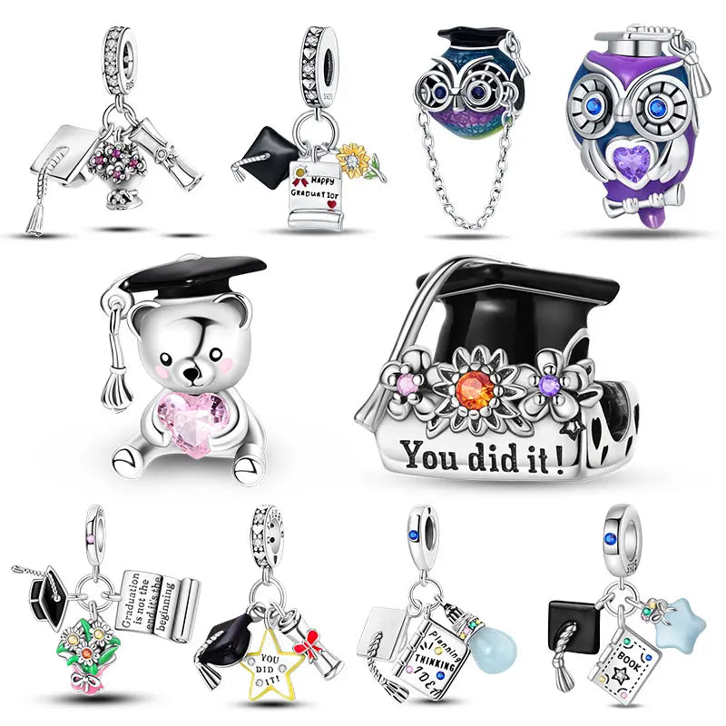 Charm Birrete de Graduación Plata 925 | Compatible Pandora Original