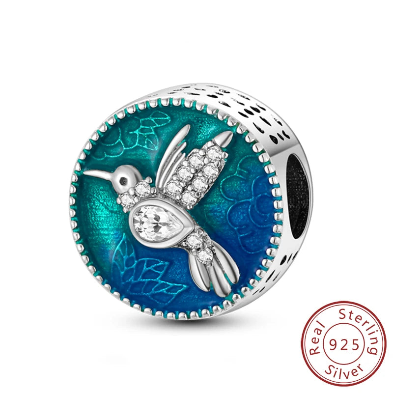 Charm de Plata 925 Luciérnaga y Mariposa Luminoso – Abalorio Brillante para Pulseras Originales