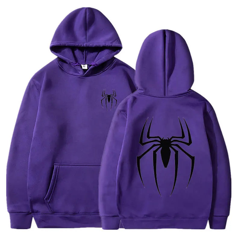 Hoodie Y2K Spider – Sudadera Streetwear Hombre Oversize, Estilo Retro Hip Hop Punk