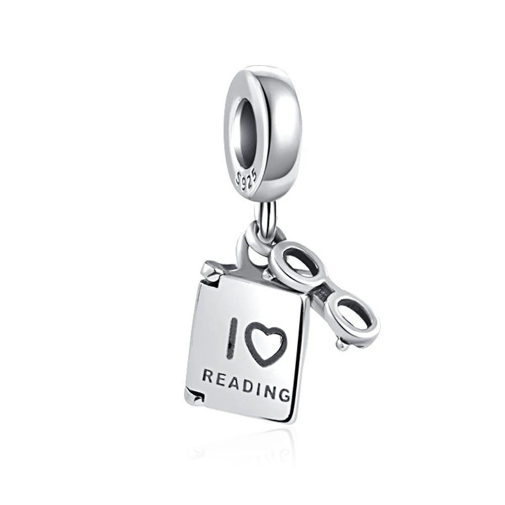 Charm colgante maestra plata 2023 – Abalorio en forma de cuaderno, lápiz y birrete para pulsera tipo Pandora mujer
