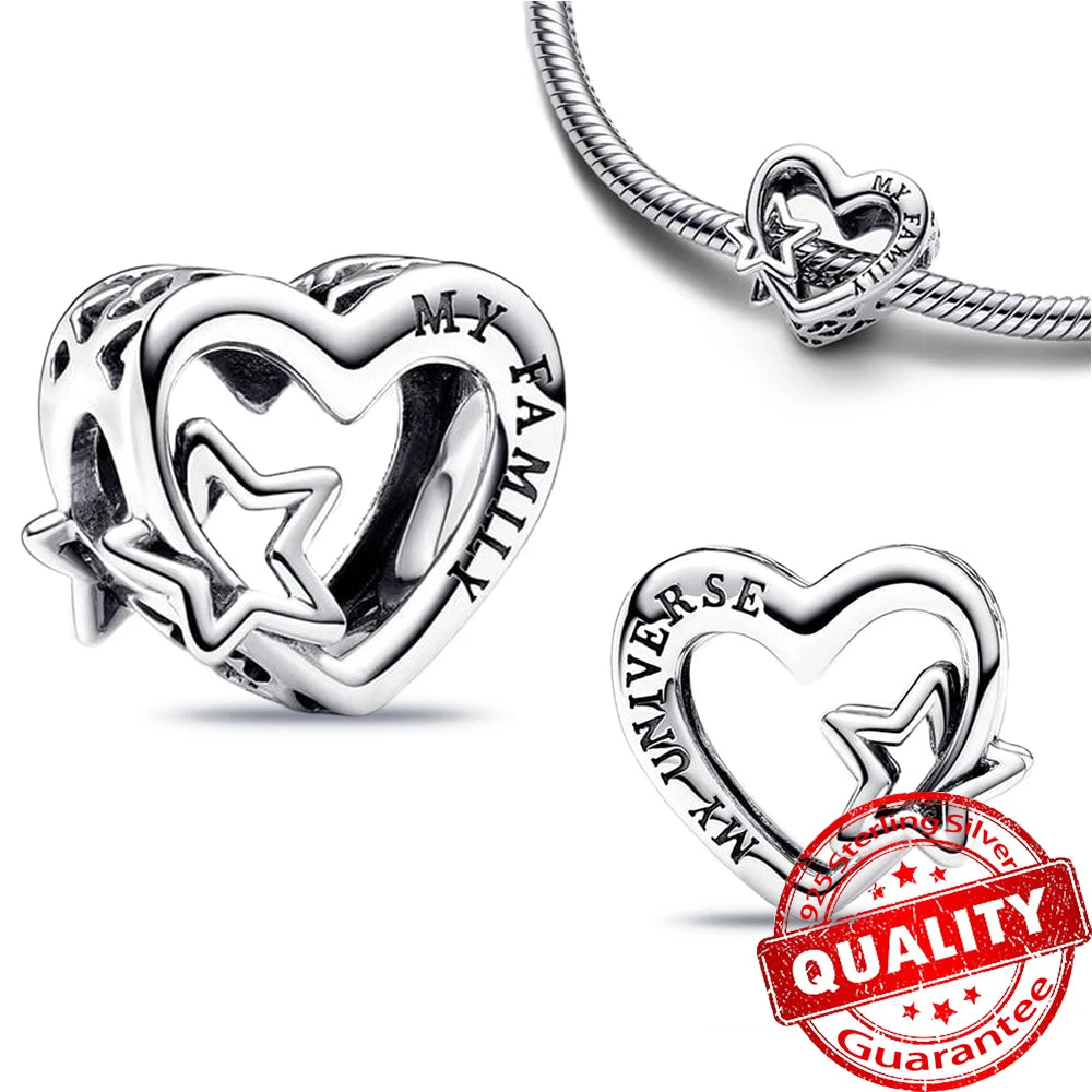 Charm Plata 925 Colgante Colorido Sol Luna Estrellas | Dije Compatible Pandora Pulsera y Collar Mujer