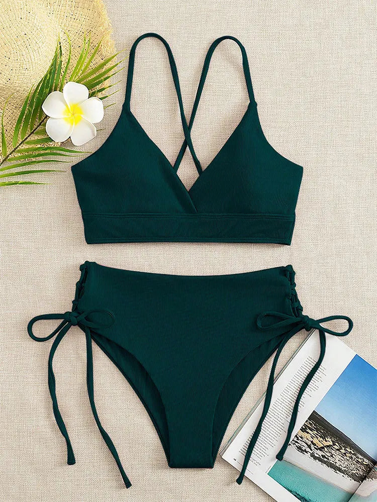 Bikini Sexy Mujer | V-Neck Split Triangular Playa y Piscina