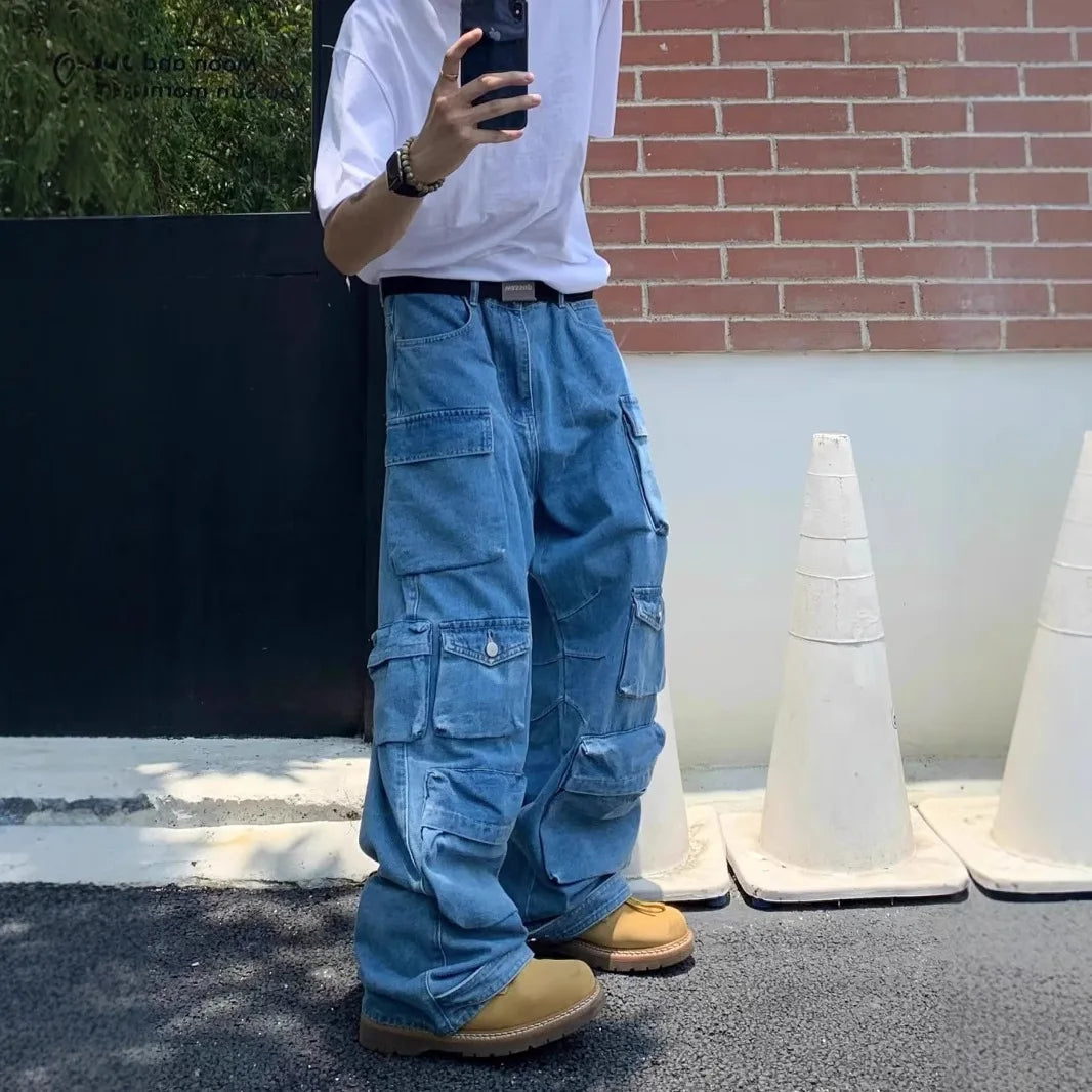 2025 Jeans Cargo Baggy Hombre Oversize | Pantalones Vaqueros Multi-bolsillos Estilo Y2K Streetwear Vintage Denim