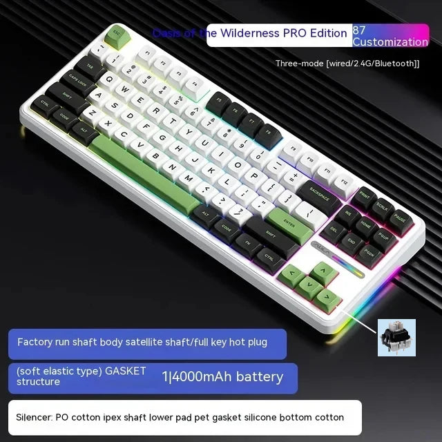 Teclado Mecánico AULA F87Pro – 87 Teclas, Triple Modo (USB/2.4G/Bluetooth), RGB, Hot-Swap y Batería 4000mAh