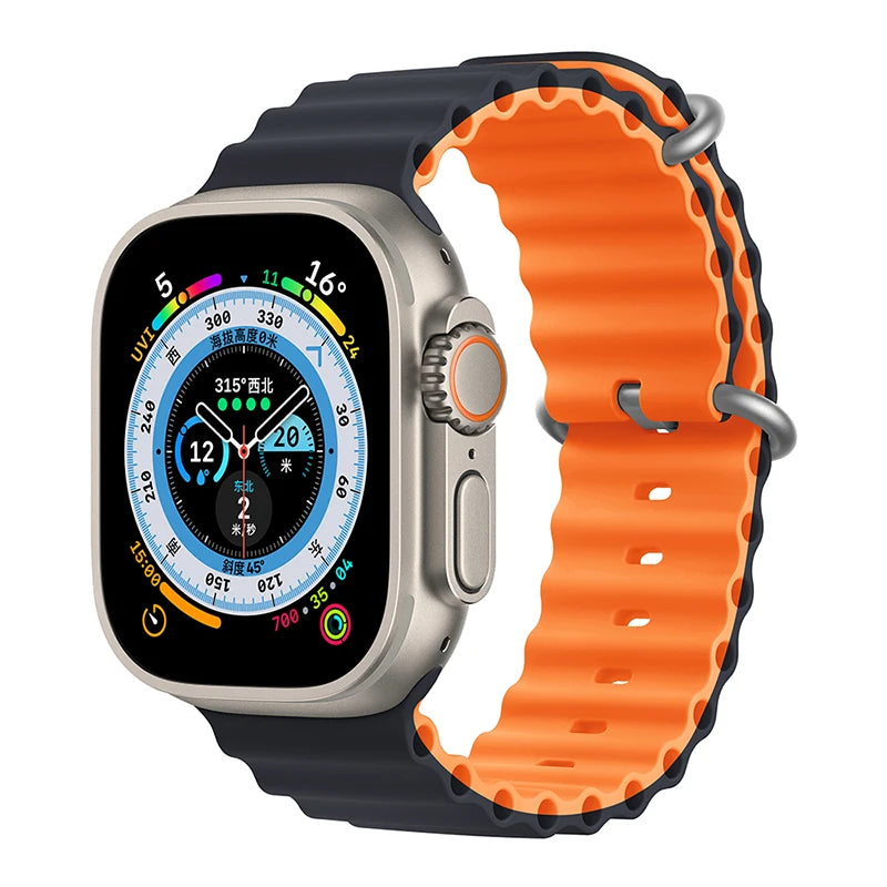 Correa Ocean de silicona para Apple Watch – Compatible Ultra 2, Series 10-5 (38mm-49mm)