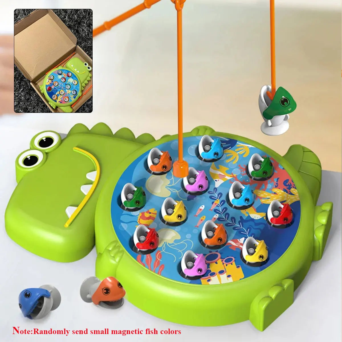 Juguete de Pesca Magnética Dinosaurio – Juego Educativo Montessori con Caña para Niños y Bebés
