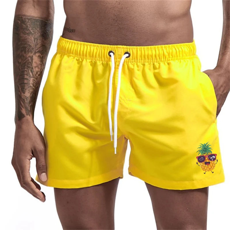 Bañador Hombre Piñas Verano | Shorts Playa Secado Rápido con Bolsillos y Forro – Swimwear Tropical