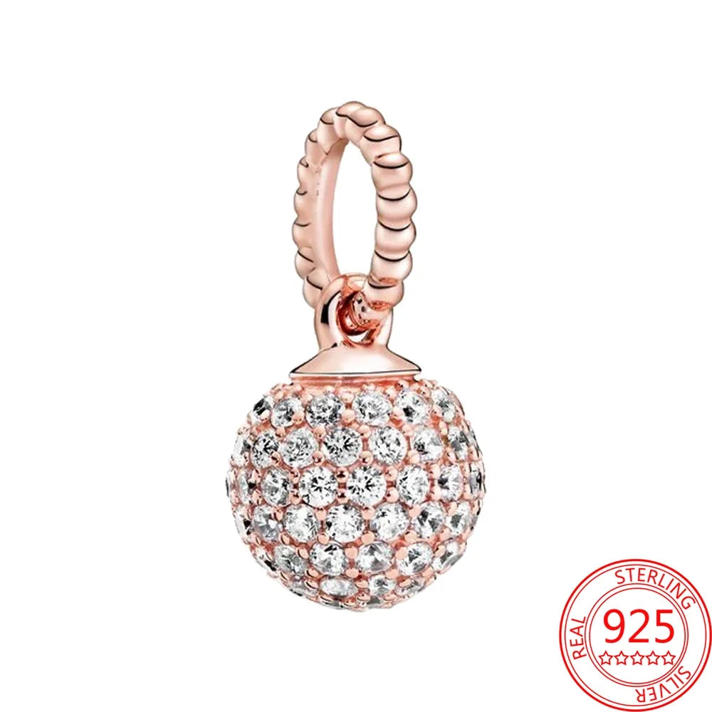 Charm Colgante Pareja Plata 925 y Oro Rosa | Compatible Pandora Original | Pulsera o Collar Mujer