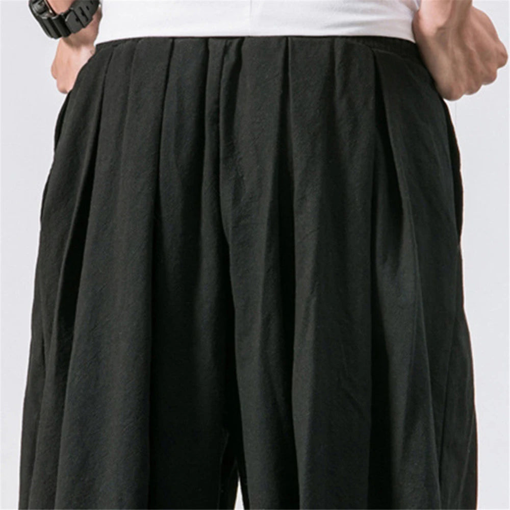 Pantalones Harem Hombre 2025 | Lino Suelto Oversize Estilo Chino Casual