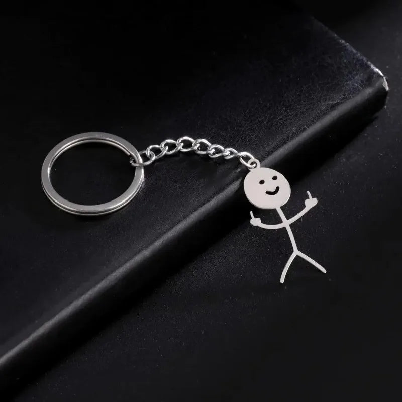 Llavero de Pareja Acero Inoxidable – Diseño Caricatura Graffiti Unisex, Regalo Original para Hombres y Mujeres