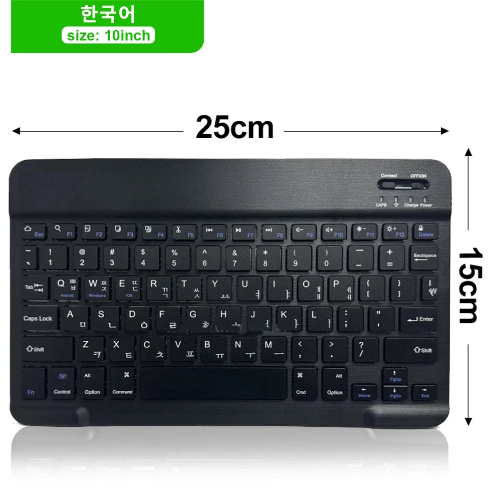 Teclado y Ratón Inalámbrico Bluetooth Universal – Compatible con iOS, Android y Windows, para iPad, Tablet y Laptop (Español, Coreano, Portugués, Ruso)