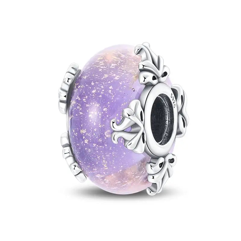 Charm separador redondo plata 925 con circonitas de colores – Compatible Pandora, joyería DIY elegante