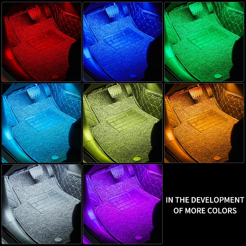 Kit de Luces LED Neón RGB para Interior de Coche | Tiras Decorativas con Control Remoto, App y Modo Música