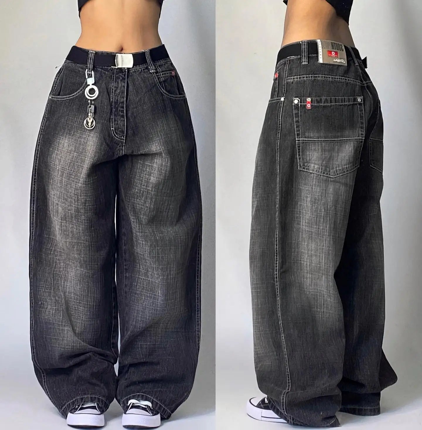 Jeans Baggy Bordados Hombre | Pantalones Oversize Y2K Hip Hop Streetwear Harajuku Cintura Alta Pierna Ancha