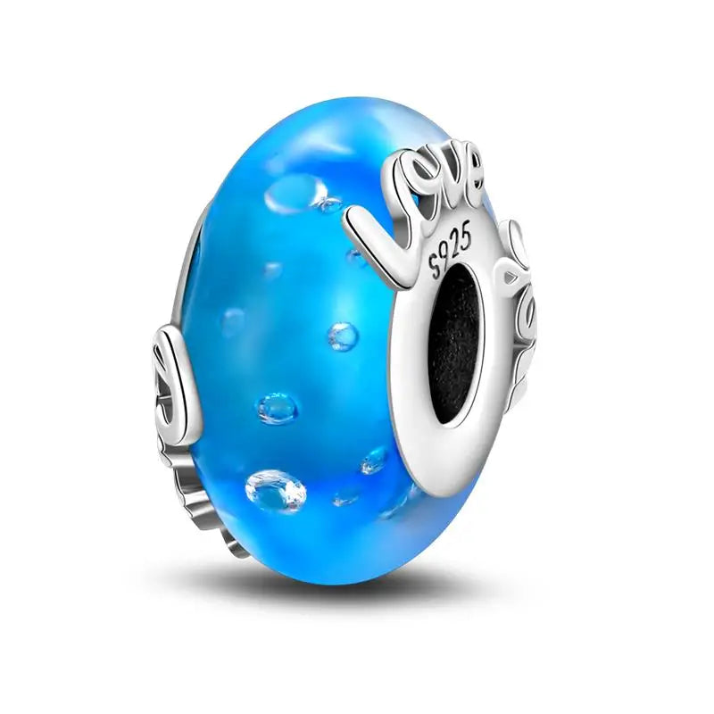 Charm separador redondo plata 925 con circonitas de colores – Compatible Pandora, joyería DIY elegante