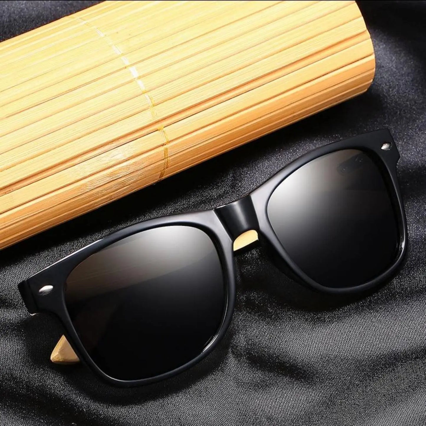 Gafas de Sol Cuadradas Bambú Vintage | Hombre Mujer Estilo Lujo UV400