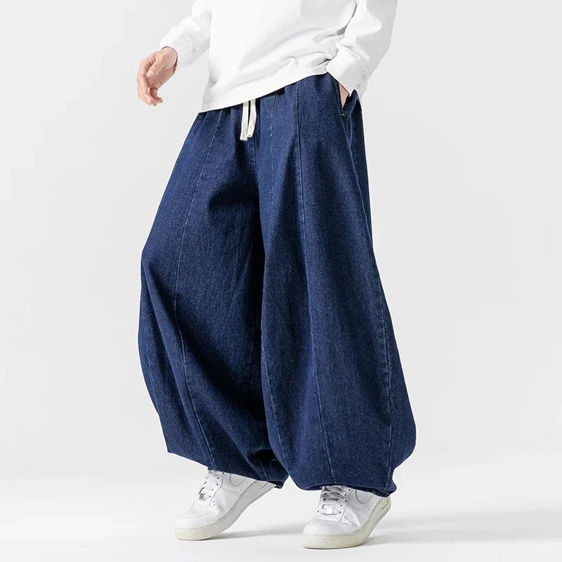 Pantalones Casual Japoneses para Hombre – Jeans Lantern Baggy Oversize Hip Hop Streetwear Pierna Ancha Denim