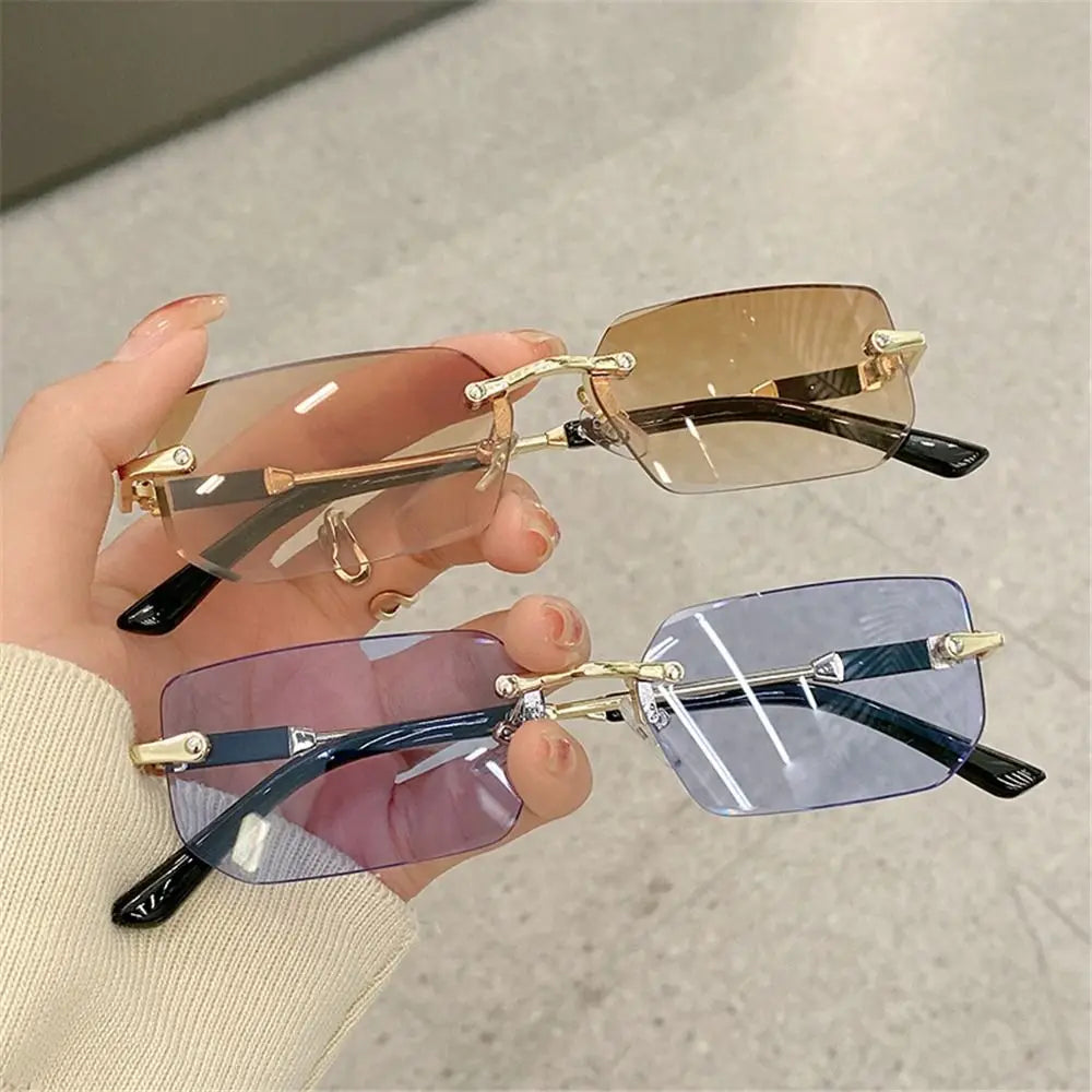 Gafas de Sol Rectangulares Sin Marco Unisex | Retro Moda Verano UV400 Mujer Hombre