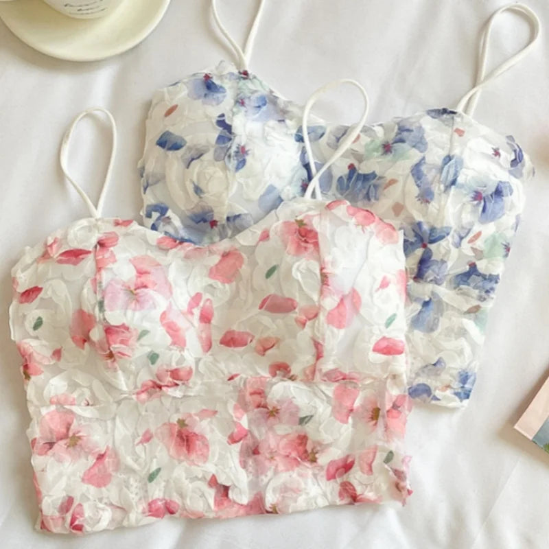 Top Corset Floral Mujer | Camiseta Sin Mangas con Encaje Retro Elegante de Verano