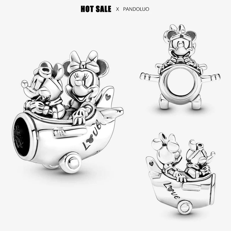 Charm Navideño Disney en Plata 925 – Abalorios Mickey y Minnie para Pulseras Originales Mujer