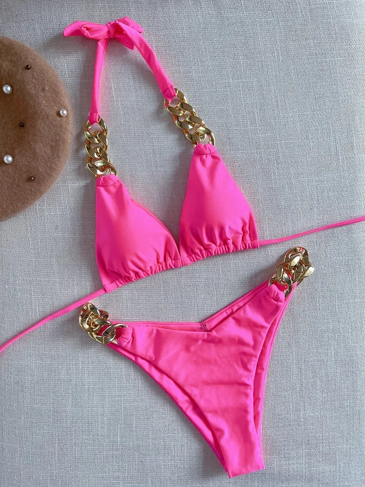 Bikini Sexy Mujer RUOTONGSEPT | Conjunto Brasileño 2 Piezas Halter Push Up