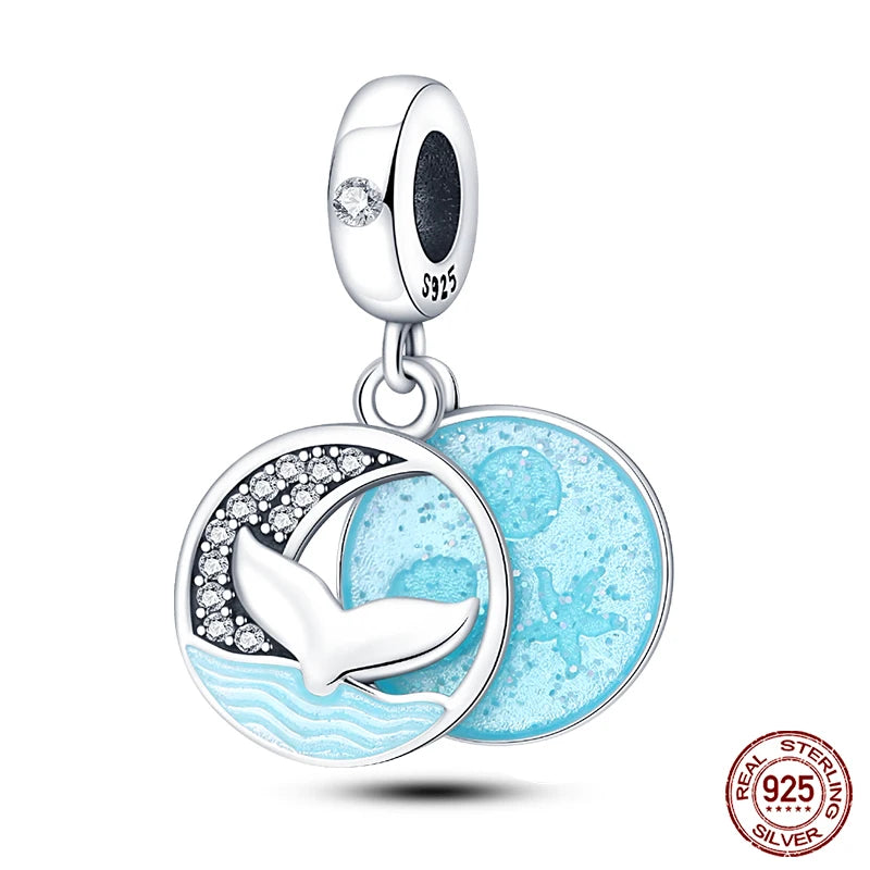 Charm Serie Océano en Plata 925 – Abalorios Tortuga, Cangrejo y Sirena para Pulsera Original Mujer