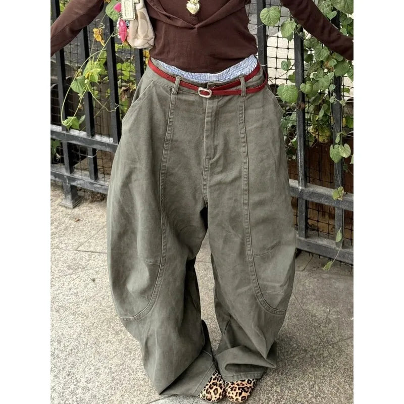 Pantalón Cargo Mujer Oversize Pierna Ancha | Estilo Vintage Y2K Harajuku Retro Verano