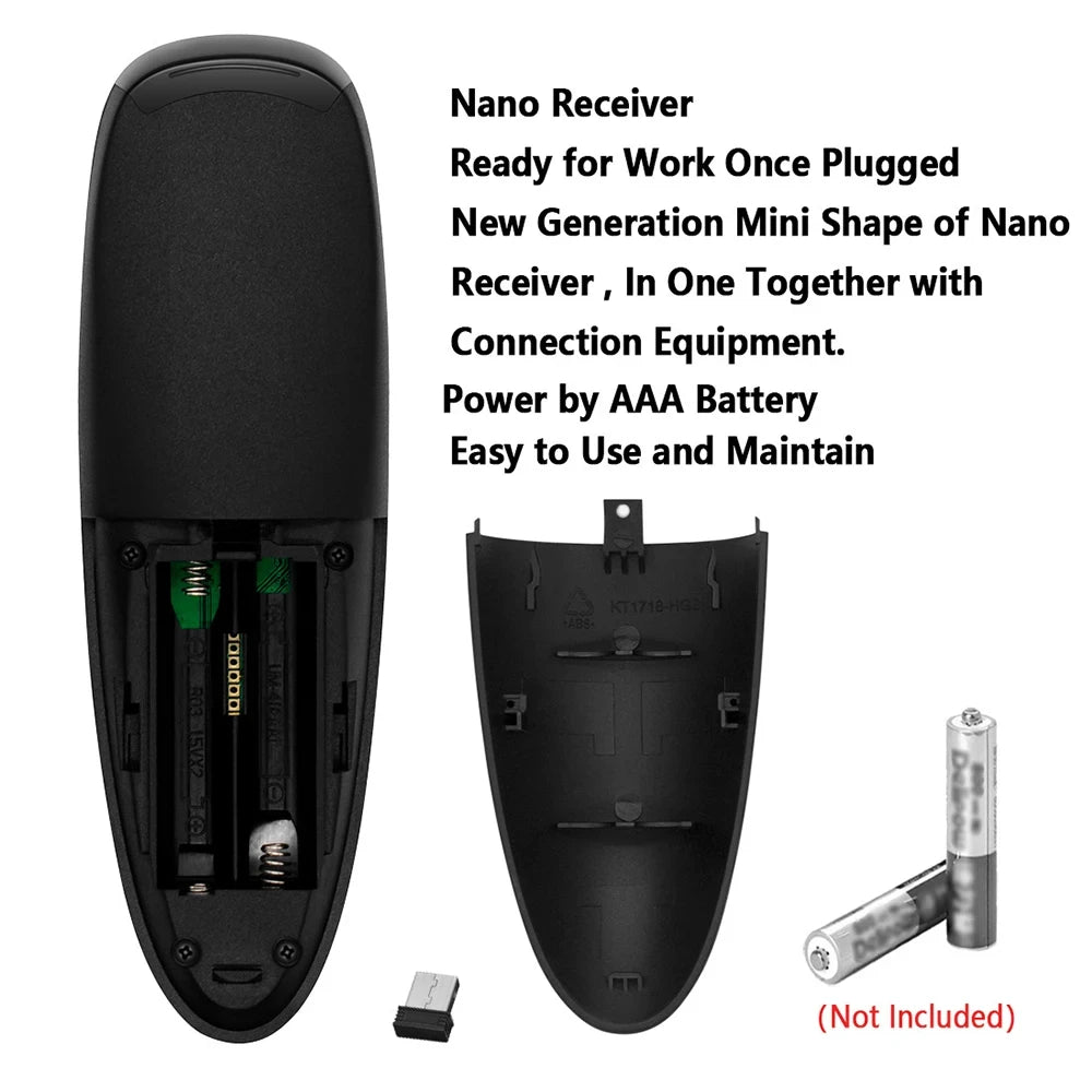 Control remoto G10S Universal – Inalámbrico 2.4G con voz, giroscopio, retroiluminado y función IR para Android TV y PC