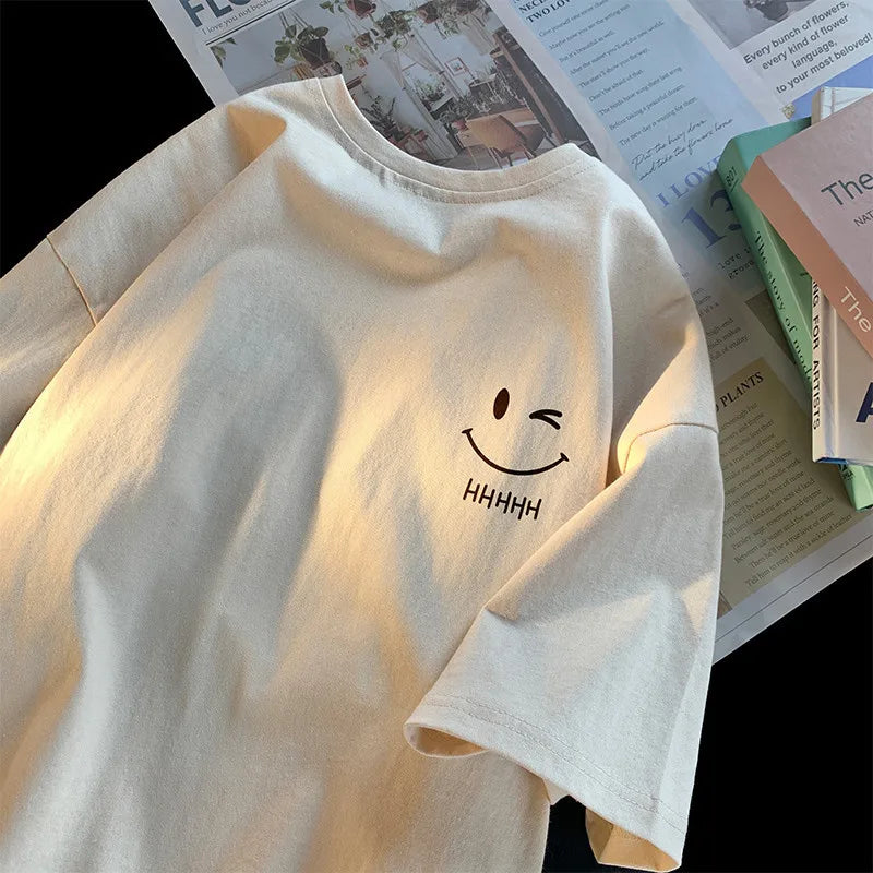Camiseta Oversize Unisex Smiley Face | Moda Urbana Estilo Casual para Hombre y Mujer