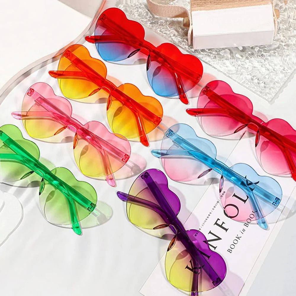 Gafas de Sol Jelly Corazón Degradado | Lentes Coloridas Protección UV Mujer Hombre