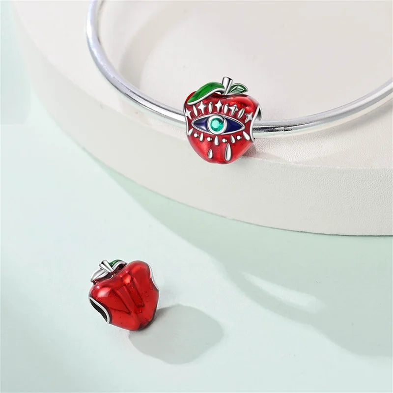Charms de Plata 925 Frutas (Fresa, Cereza, Manzana y Aguacate) – Abalorios Coloridos para Pulseras Originales