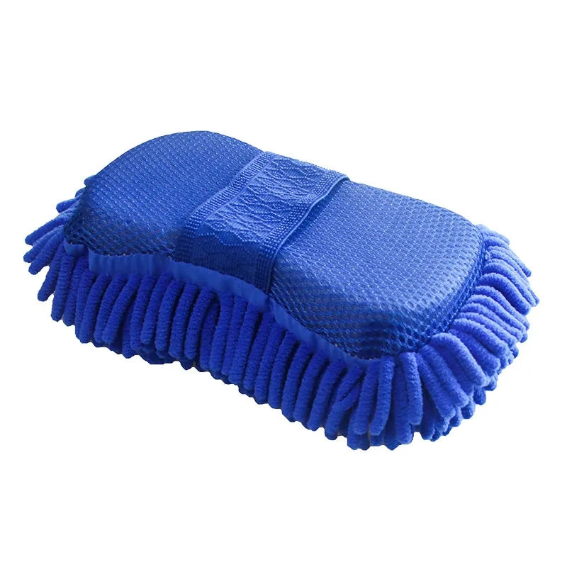 Esponja de Microfibra Azul para Lavado de Autos | Guante de Limpieza Absorbente, Suave y Antirayaduras