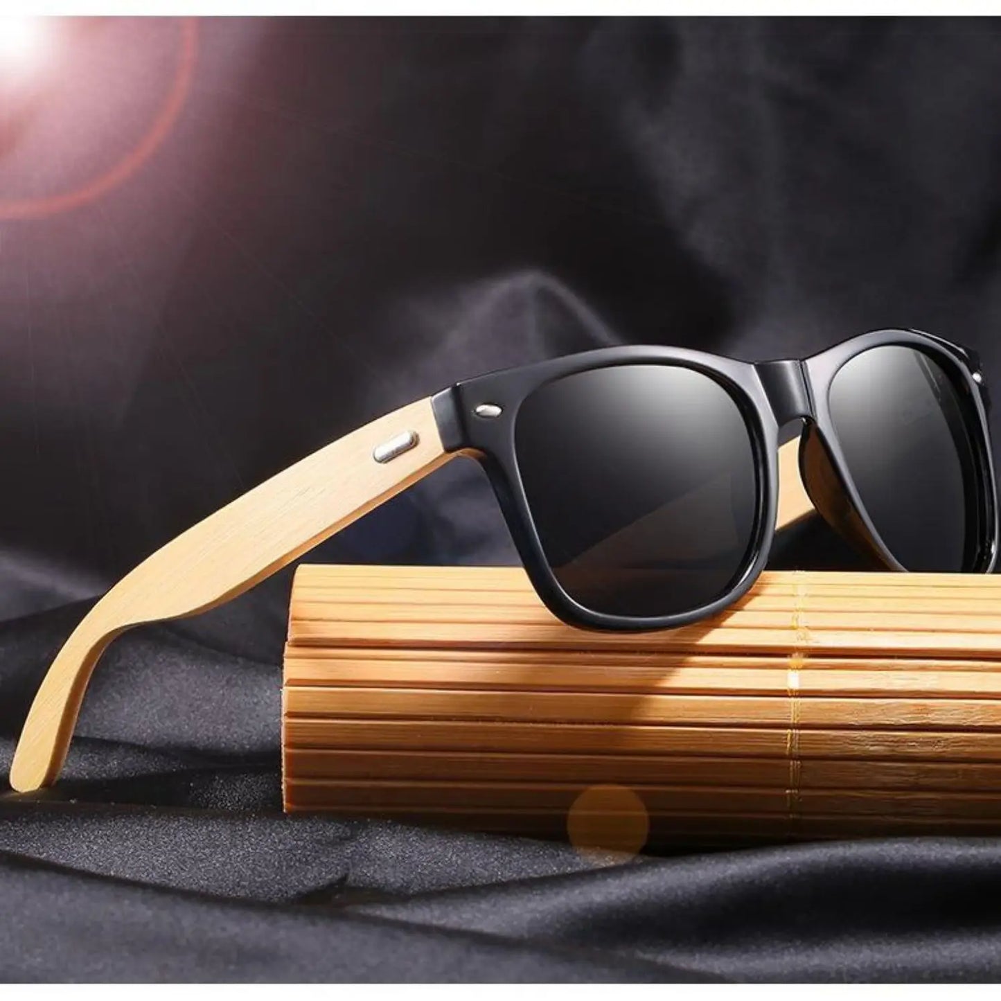Gafas de Sol Cuadradas Bambú Vintage | Hombre Mujer Estilo Lujo UV400
