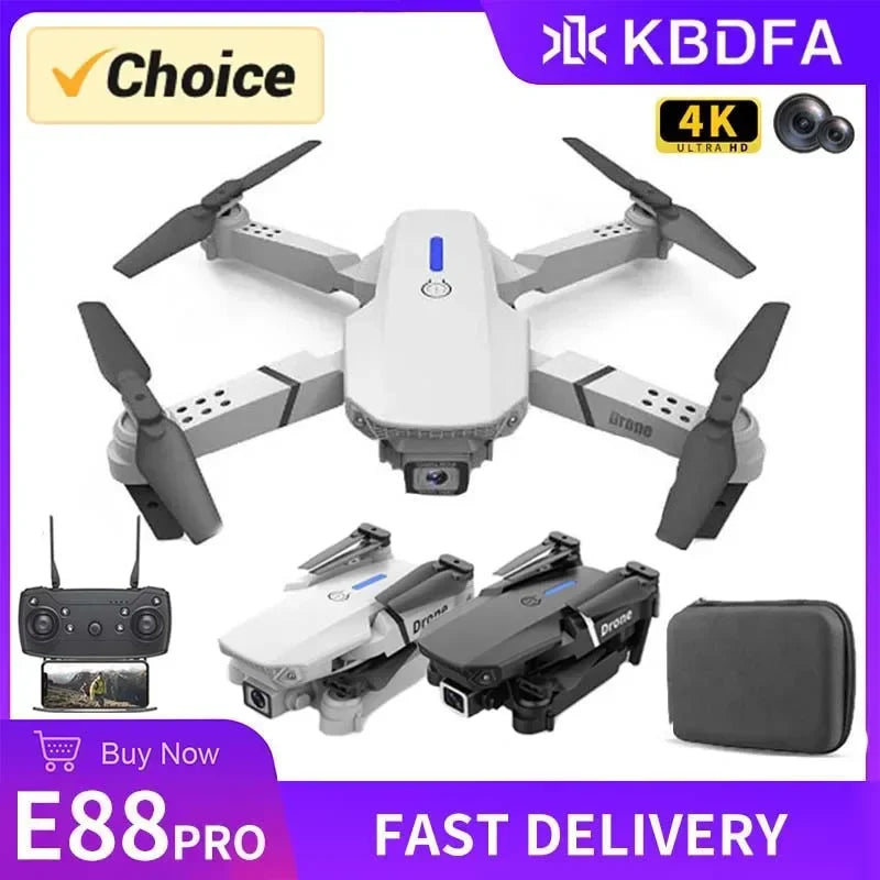Drone KBDFA E88 Pro con Cámara 4K – Drone Plegable WiFi FPV, Gran Angular, Altura Estable y Control Remoto RC