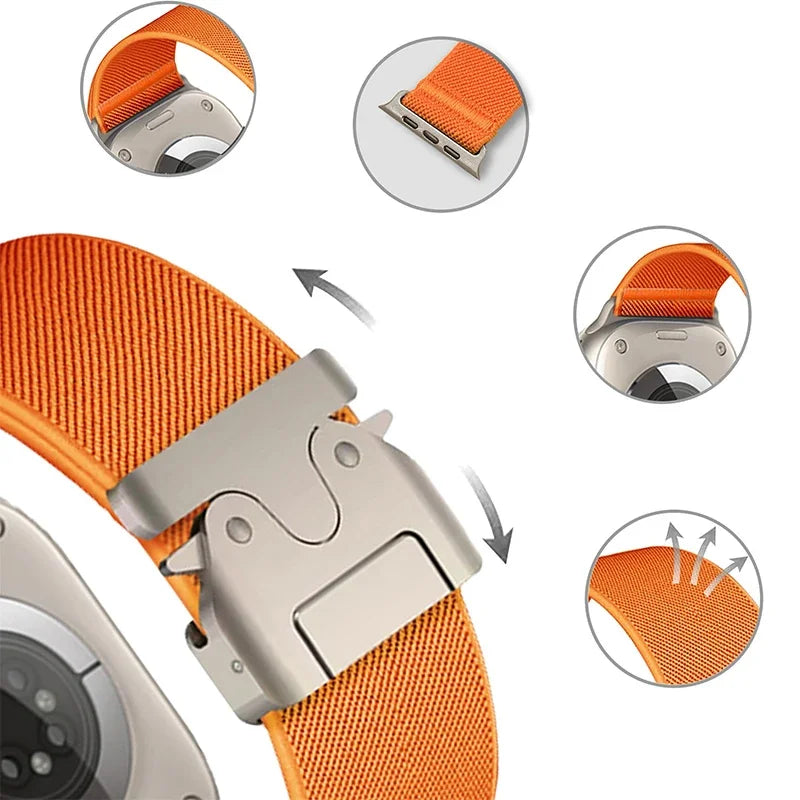 Correa de Nylon Trenzado Elástica para Apple Watch – Compatible Ultra 2, Series 10-6, SE (41mm-49mm)