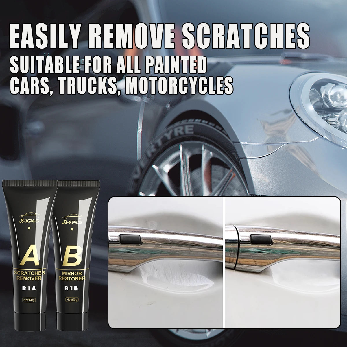Removedor de Rayones para Auto R1 | Pulidor de Pintura, Restaurador de Brillo y Cera Anti-Rayaduras