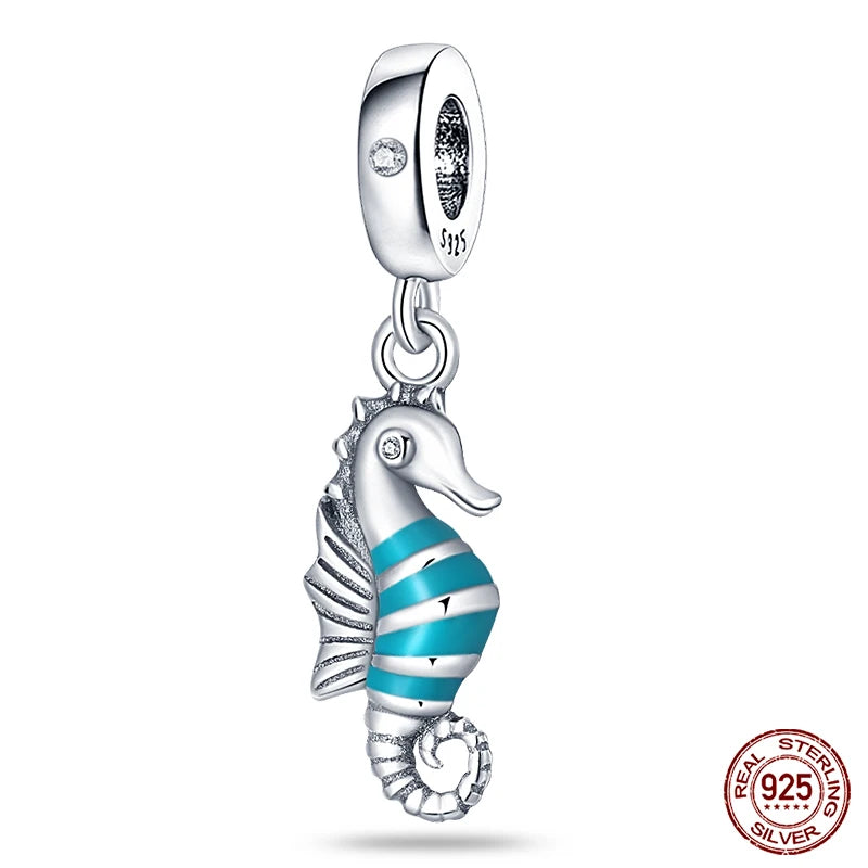 Charm Serie Océano en Plata 925 – Abalorios Tortuga, Cangrejo y Sirena para Pulsera Original Mujer