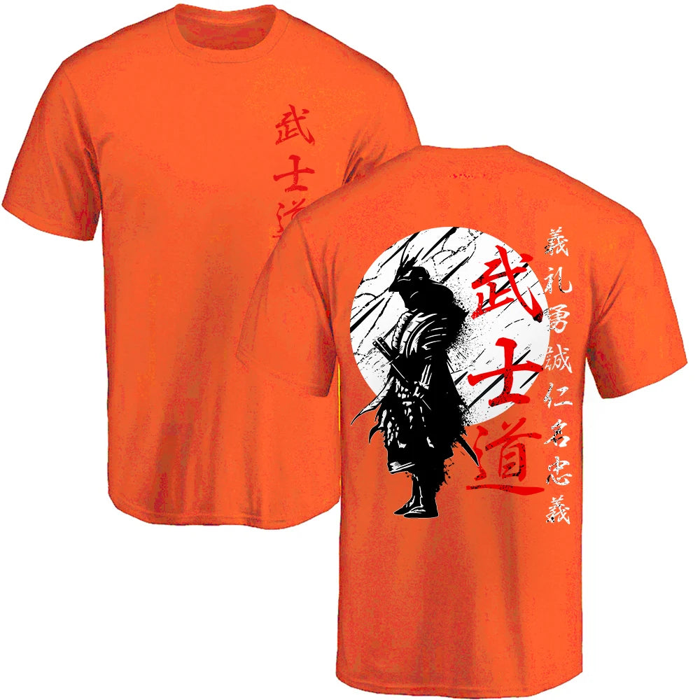 Camiseta Oversize “Japan Samurai Spirit” – T-shirt Estilo Japonés con Estampado Trasero, 100% Algodón, Casual para Hombre