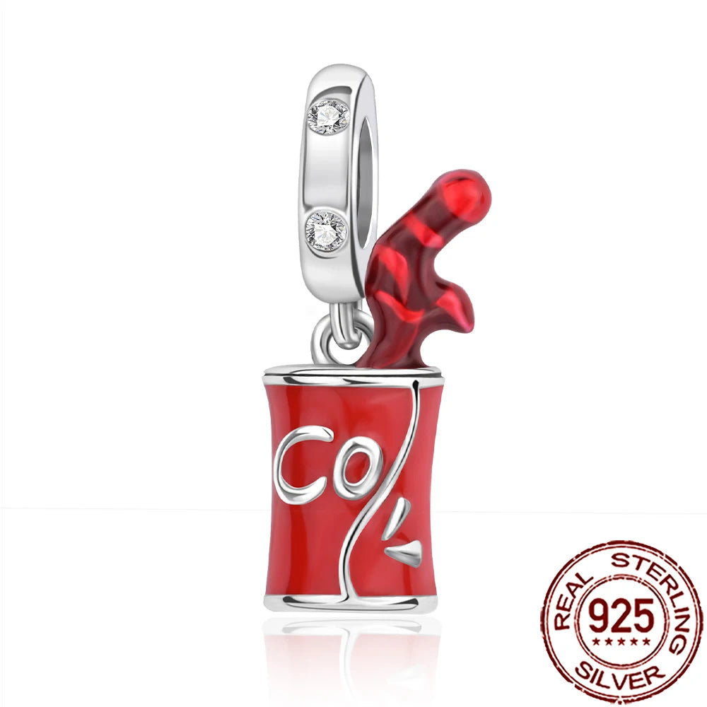 Charm Comida Divertida en Plata 925 – Café, Pastel, Frutas, Hamburguesa y Papas | Compatible Pandora 2025